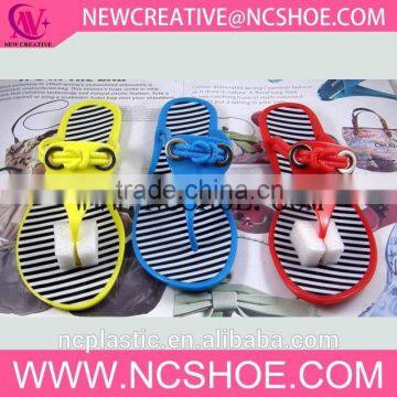 Special stripes clip toe flat women slippers