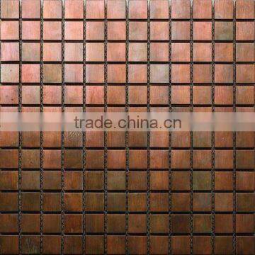 China factory 8mm thickness square mesh backed metal copper mosaic tiles