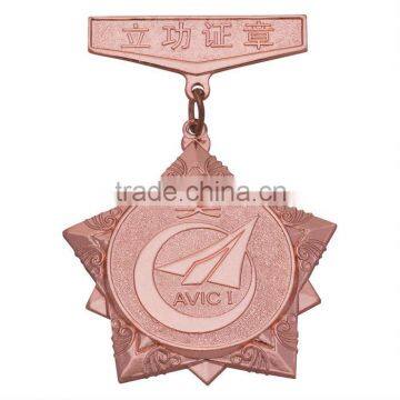 customized metal bronze sport medal with ribbon