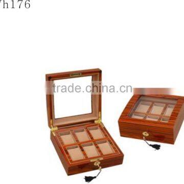 Luxury 6 slots Wooden box for watches with glass window