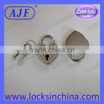 Heart Shaped Silver Rhinestone lock and key