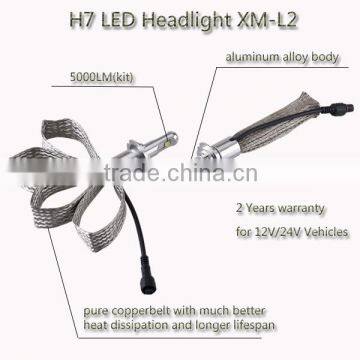 6000lm Fanless Auto Parts Aluminium Body H7 Led Headlight Bulb photo-5
