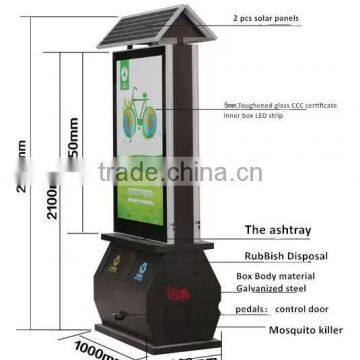 OEM Solar Power Advertising Lightbox+Insect Killer+Ash Bin+LED Display Screen,Solar Billboard Box