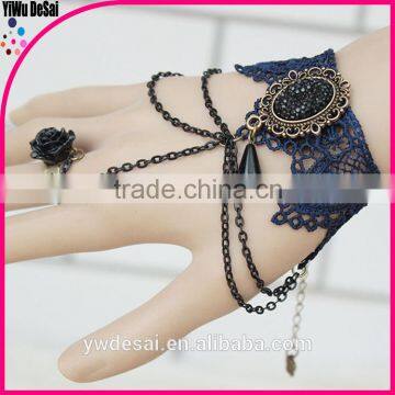 fashion jewelry bracelet Vintage lace bracelet with ring The black pearl latest style fashion bracelets