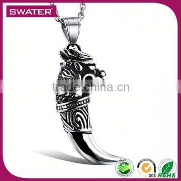 Jewelry Wholesale Stainless Steel Mens Horn Necklace Charms