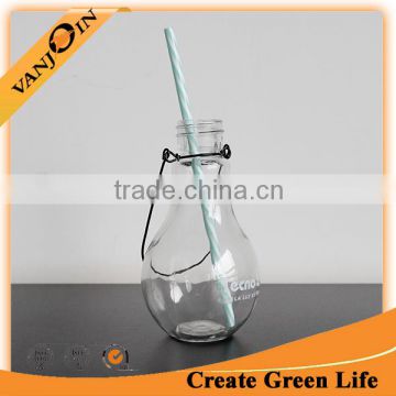 Decorate 16oz Bulb Drinking Bottle With Straw Lid