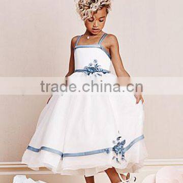 Fashion Bateau Gallus Blue Band Layer Prom Princess Flower Girl Dress ZX-029