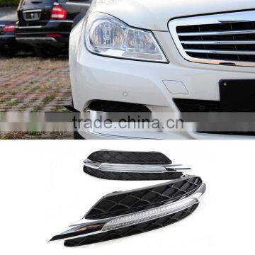 1Pair Car LED DRL Daytime Running Light Fog Lamp ABS For Mercedes-Benz W204 C-Class C180 C200 C260 C300 2010-2013