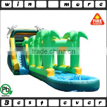 commercial inflatable water slide for child and adult, tropical n dolphin giant inflatable water slide for sale