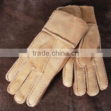 Durable and warmth double face leather gloves/mitten