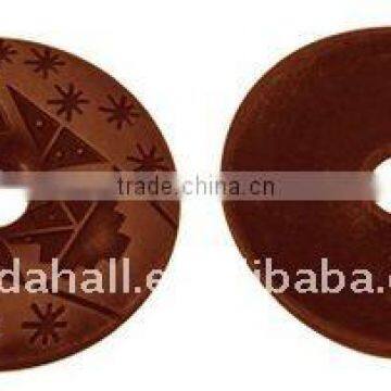 Tibetan Style Beads, Lead Free and Nickel Free, Flat Round, Red Copper, 25x2mm, hole: 5mm(TIBEB-A101377-R-FF)