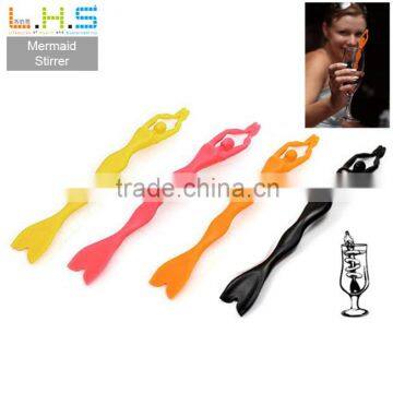 Plastic Creative Mermaid Cocktail Stirrer