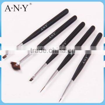 ANY Nail Art Painting Design Nail Artist Using Black Wood Handle 5PCS Nail Art Brush Kit