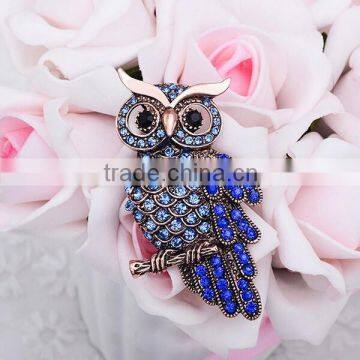 Fashion Alloy Lovely Owl Crystal Brooch photo-3