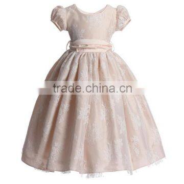 Fashion Style Flower Girl Princess Dresses With Puff Sleeve Ankle-Length Baby Girls Prom Dress Fancy Children Clothes