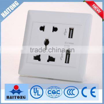 White hot sell wall switch waterproof wall switch with two USB socket