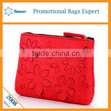 Wholesale fashion felt zipper coin purse