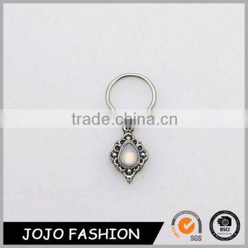 Stone pendant stainless steel silver ring