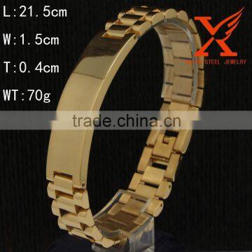 14K Yellow Gold Bracelet ID Style Stainless Steel 316 Watch strap Style Mens ID Bracelets Wholesale