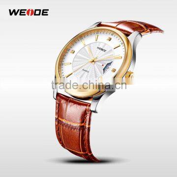 WEIDE CE RoHS Certified Genuine Leather Sapphire Quartz Watch photo-3