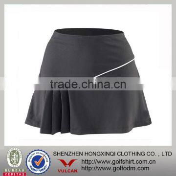 Black Color Polyester Spandex Custom Ladies Tennis Skirts