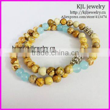 KJL-BD5193 Wholesale! Fashion Charm 6mm Snowflake gem agate stone tiny bead bracelet stretch bracelet