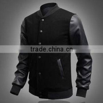 2015 SALE Mens Winter Varsity Letterman Jacket Leather Long Sleeve Baseball Coat