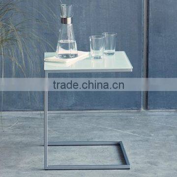 powder coated side table, steel frame side table, toughened glass top side table