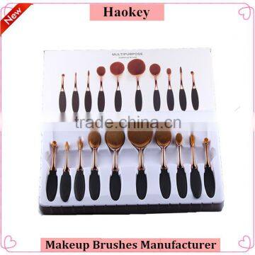 2016 Professional 10pcs Colorful Toothbrush Shape Oval Make up Set Brushes photo-2