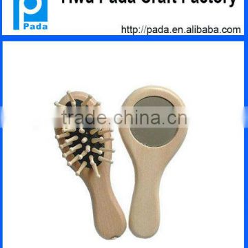 Kids Wooden Hair Brush & Mirror Set