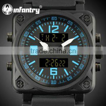 INFANTRY Men's Dual Quartz Digital Date Alarm Silicone watch