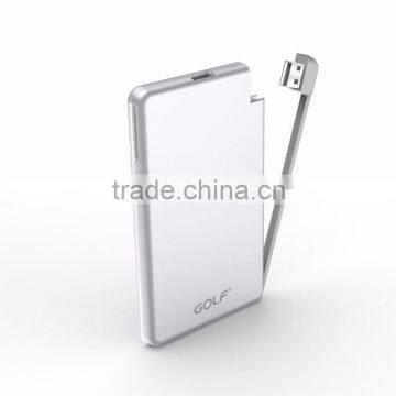 Built-in Micro USB Cable, Ultra-thin, Aluminium Shell, 5000mAh