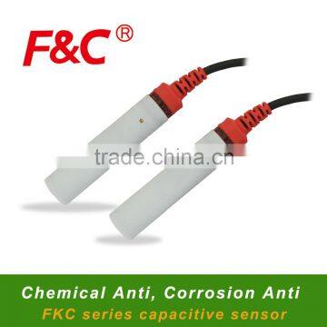 FKC series Capacitive Sensor, M12/M18/M30 Teflon Housing, Chemical and Corrosion Resistance, Four-wire Type Offered.