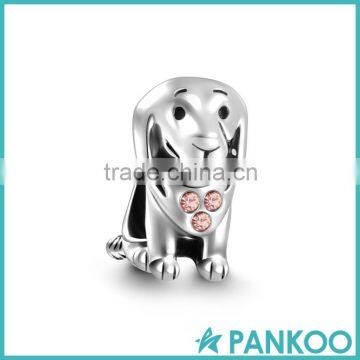 Factory Wholesale Solid Sterling Silver Dog Shape Animal Charm