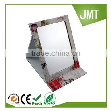 new promotion gift square standing pu leather table mirror