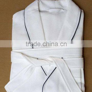 Waffle Bathrobe Shawl Collar With Dark Piping Summer Suana Robes