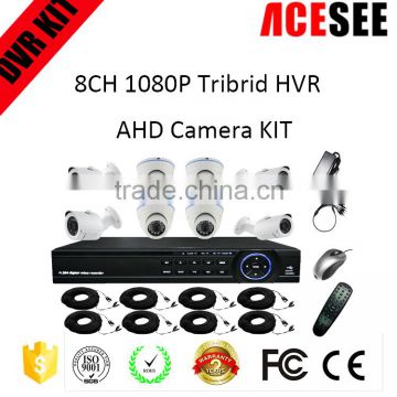 Top ten selling ACESEE 8CH indoor outdoor 1080p hvr&ahd camera cctv kit