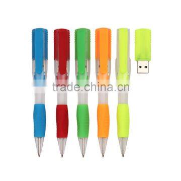 platstic ball pen transparent colors for USB with clip new style samll fat pen