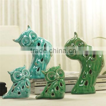 ceramic tall owl oil lamp