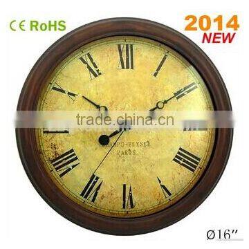 2014 old fashioned wooden roman wall clock (16W05GL-150)