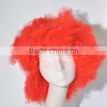 Flurescent Red Afro curls short wig Cosplay wig N357