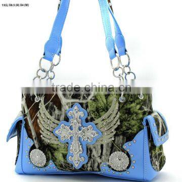 ladies concealed weapon rhinestone cross ornament western camo purses