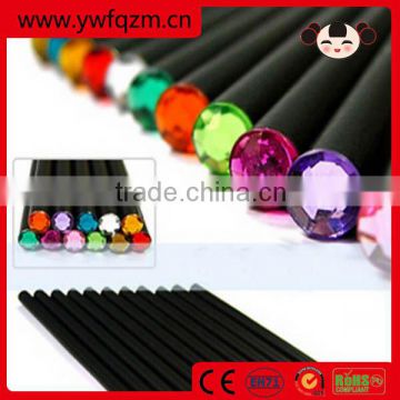 High quality black wooden hb pencil with diamond