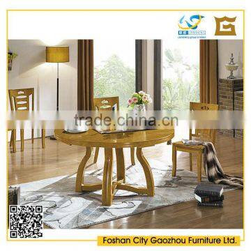 Latest design round/square solid wood dining table with special pedestal