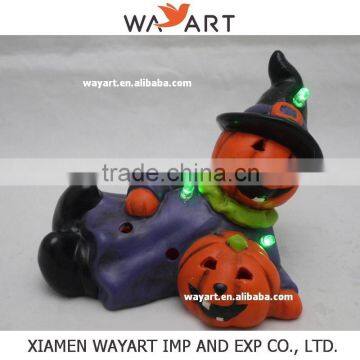 2015 wholesale Resin Halloween Witch And Pumpkin With Led light Halloween Decoration