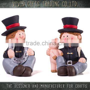 Ceramic New Year chimneyman sitting decoration for home