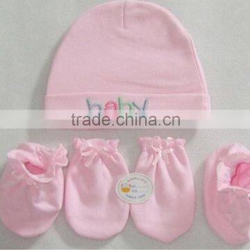 100% cotton soft feel new born baby gift set for baby hat and baby socks