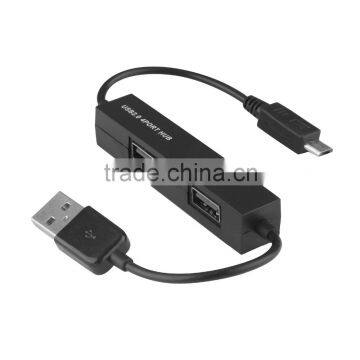 USB 2.0 Micro USB (OTG) +3 port HUB Black and white