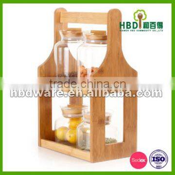 New Design Glass Storage Canister With Bamboo Rack photo-3