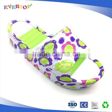 High quality with bright color flowers printing high heel eva slipper sandals for women 2017